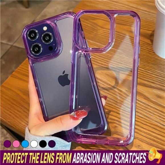 Clear Purple Case For iPhone 14 Pro Max 13 12 11 XS XR 8 7 SE Shockproof Cover - Picture 6 of 10